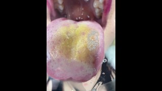 Wet face licking with big tongue POV