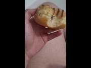 Preview 1 of Chubby boy cums in a donut and eats it