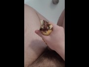 Preview 4 of Chubby boy cums in a donut and eats it