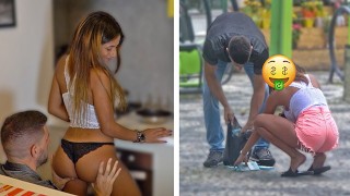 Sexy Brazilian Gold Digger Changes Her Attitude When She Sees His Cash