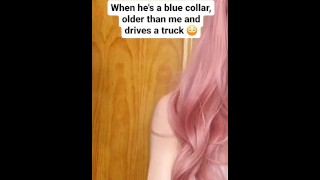 Pink hair trans girl POV dildo blowjob tease