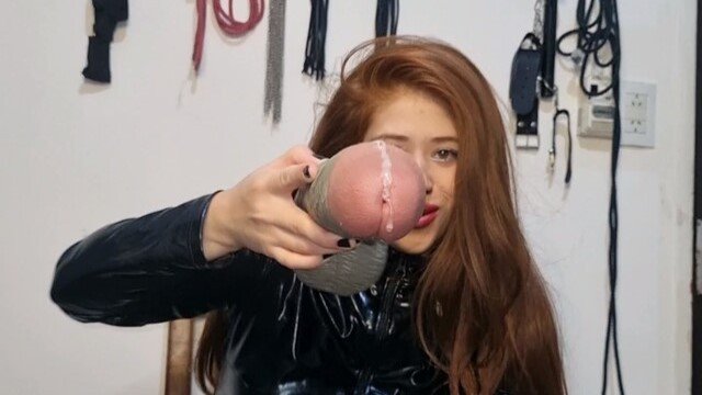 Watch Bondage Video:Sexy redhead in catsuit fucks your ass with her monster strapon - JOI FEMDOM