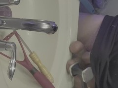 beat my cock and balls in chastity bag, then tenderize testicle with meat tenderizer