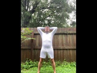 White Spandex Mud Masturbation