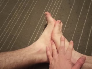 Cuming on my Feet, Wet Cock Foot Fetish Massage