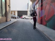 Preview 4 of BRALESS City Walking Flashing TITS & ASS in Alley