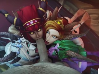 Hot Elfos Fazem Boquete Gangbang Incrível | Animação Hentai Warcraft Mais Quente 4k 60fps