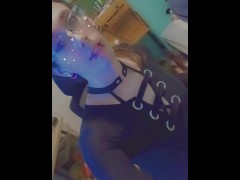 Goth trans gf flasher her princess wand