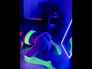 I dress like a dirty rave slut while rolling and play with anal toys in the mirror
