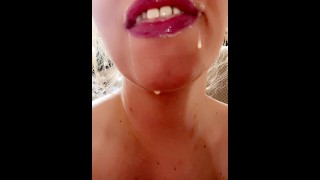Massive oral cum shot by blonde gal blowjob