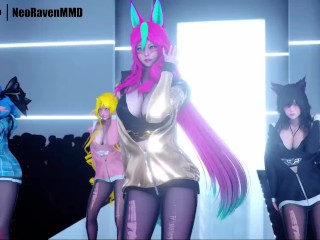 [MMD]BlackPink - Shut down (Ahri/Xayah/Soraka/Gwen) [clothed Ver.] League of Legends