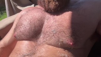 Hairy Bodybuilder Shoots HUGE Load on Belly Outside OnlyfansBeefBeast Big Dick Musclebear Cumshot