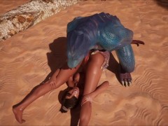 Furry lizard fucks all her holes