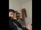 Cute Asian guy with a throbbing cock cums and moans