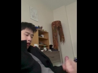 Cute Asian Guy with a Throbbing Cock Cums and Moans