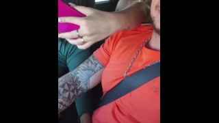 Naughty Slut Couldn't Hold Her Horny And Caught Her Boss In The Car Even While Her Friends Were Driving