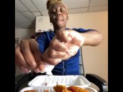 Preview 4 of MUKBANG : EAT WITH ME - WATCH ME GOBBLE ON CHINESE FOOD (Chicken Wings & French Fries)