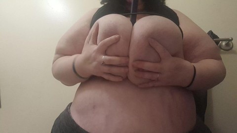 Tied up tits with hair straightner n tit fuck