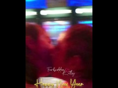 Happy New Year - 2 girls kissing on Techno party