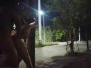 Preview 1 of couple fucking in public risky voyeurs flashing without panties