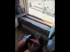 Horny Teacher sucks the cock of her student's dad during a school field trip