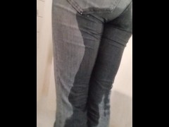 Wetting my jeans mostly viewed from behind
