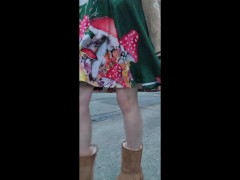 Kinky Femboy Struts the Road in Dress Without Panties