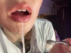 【サンプル】マゾと私の体液みっくちゅじゅーちゅ　前編　唾液　臭い責め　鼻舐め　口枷 - Screenshot 13 of 16 - Spit Fetish