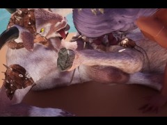 Furry Anal Gangbang with Big Tit Slut Until Squirting