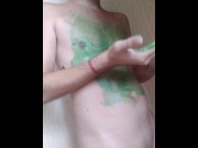 Preview 1 of Paint my body like the grinch, a big Black cock discover.