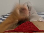 Preview 5 of Sissy Loves Cumming In His Mom Red Underwear