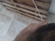 Preview 5 of pissing on a wood