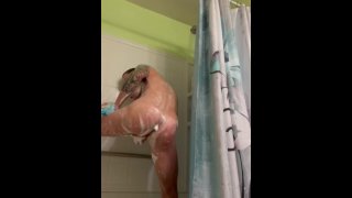 Trans girl Erika Chloe Taylor plays with herself and cums in the shower