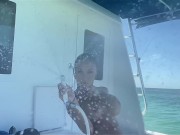 Preview 3 of Monika Fox Gave A Quick Blowjob To Captain Of Yacht Right In Cabin And He Cum In Her Mouth