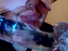 Masked Man Has Fun With 8 Inch Dildo