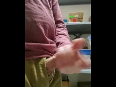 Instead of working, I play with my cock