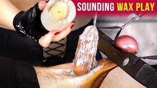 Urethraal geluid met harde ballbusting en wax spelen | Tijdperk