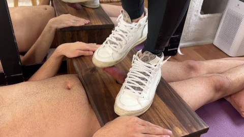 Shoe Cock Crush Trample dance - hand Trampling