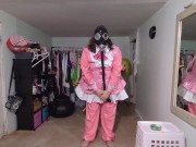 Preview 3 of Layered PVC Magical Girl Breaths air from her Suit Gasmask Breathplay
