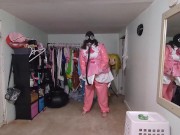 Preview 5 of Layered PVC Magical Girl Breaths air from her Suit Gasmask Breathplay