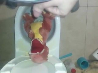 Red T-rex Peeing