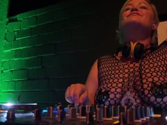 Kinky DJ performance in BDSM club with Plug in ass