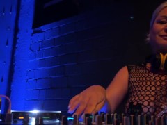 Kinky DJ performance in BDSM club with Plug in ass