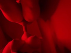 Titted brunette sucks in a nightclub