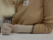 Preview 1 of Wife braless in a restaurant, then playing pool and in orgasm in hotel room