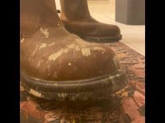 Pissing on my work boots in the bathroom