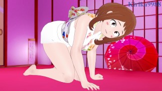 Ochako Uraraka and Izuku Midoriya have intense sex in the bedroom. - My Hero Academia Hentai