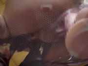 Preview 2 of 日本人女性のオナニー。仁平姿で特大ディルドを咥えこむおまんこが下から丸見え。ぐちょぐちょ愛液が絡みついてる（個人撮影、素人、自慰行為）