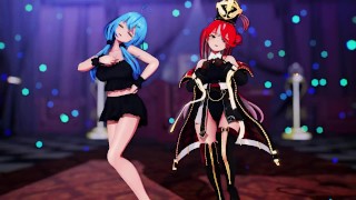 【MMD Hololive 4k/60fps】《Lamy (雪花ラミィ) Marine (宝鐘マリン) 》~《愛包ダンスホールHeart Pie Dancehall HIMEHINA》