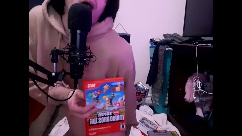 slutty femboy rides dildo while trying to show u his mario games~! (wholesome UwU)